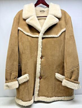 Vintage 70s ARDNEY Shearling Sheepskin Rancher Chore Jacket Coat Mens